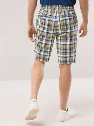 Urlaubs-Bermudas Baumwollstretch Blau kariert