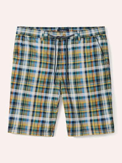 Urlaubs-Bermudas Baumwollstretch Blau kariert