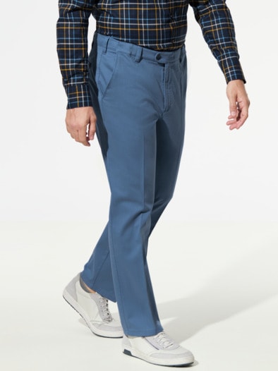 Extraglatt Dehnbund-Chino Mittelblau