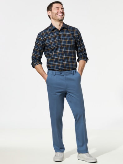 Extraglatt Dehnbund-Chino Mittelblau