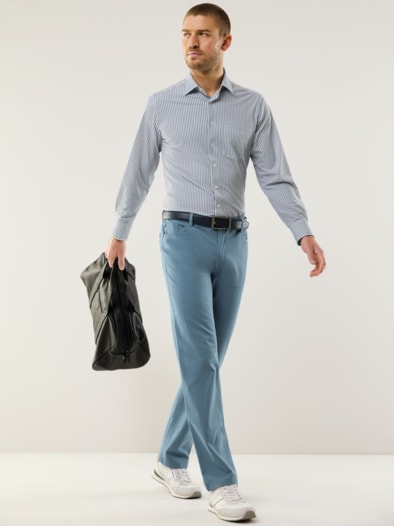 Extraglatt Dehnbund Five-Pocket Blaugrau