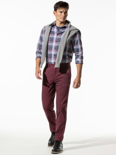 Baumwoll-Chino Soft-Comfort Bordeaux