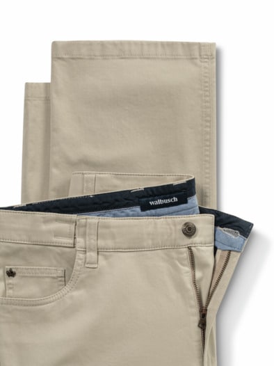 Extraglatt Dehnbund Five-Pocket Safaribeige