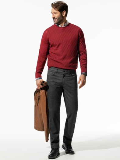 Wool-Look Five-Pocket Grau Pinpoint