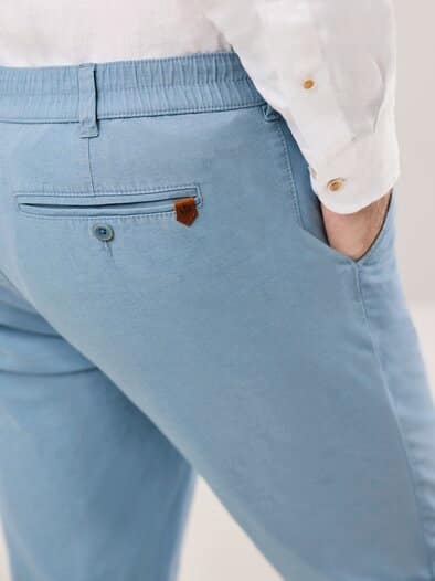 Leinen-Chino Frischekick Hellblau