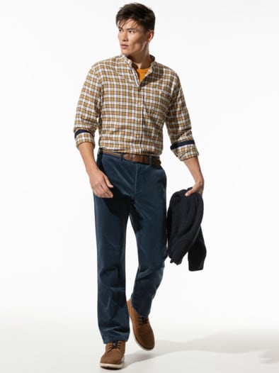Gürtel-Cord Chino Jeansblau