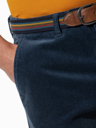 Gürtel-Cord Chino Jeansblau