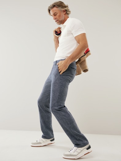 Cool-Wool Chino Marine kariert