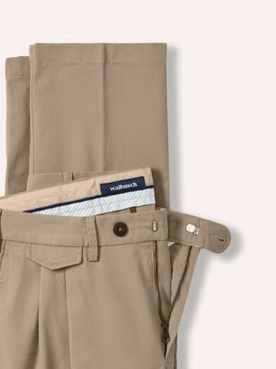 Feintwill Bundfalten-Chino Sand