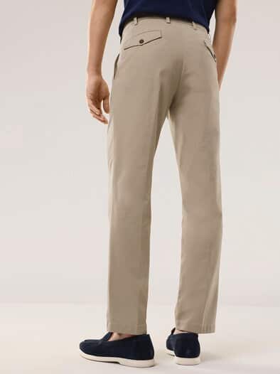 Feintwill Bundfalten-Chino Sand