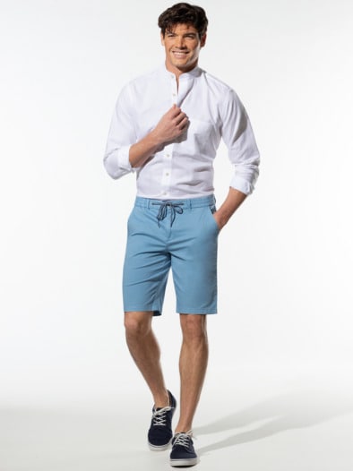 Urlaubs-Bermudas Baumwollstretch Mittelblau