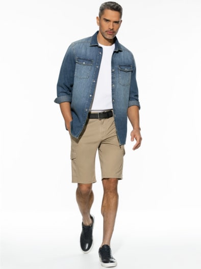 8-Taschen-Cargo-Bermudas Safaribeige