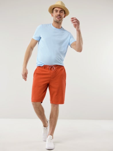 Seersucker Bermudas Koralle