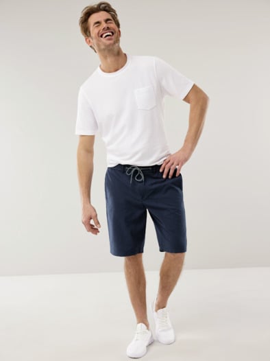 Seersucker Bermudas Marine gestreif