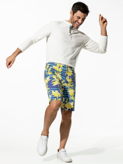 Organic Cotton Bermudas Blau/Gelb