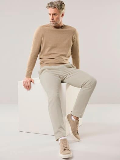 Feintwill Bundfalten-Chino Natur