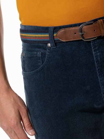 Gürtel-Cord Five-Pocket Jeansblau
