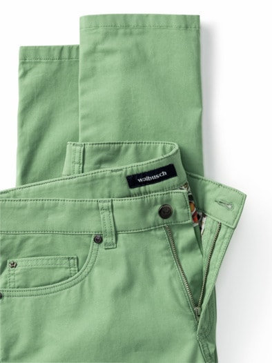 Five-Pocket Minimalprint Kleegrün