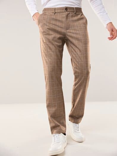 Extraglatt-Travelhose Karamell kariert