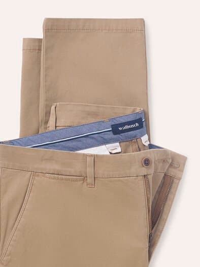 Elastische Chino aus Baumwolle Caramell