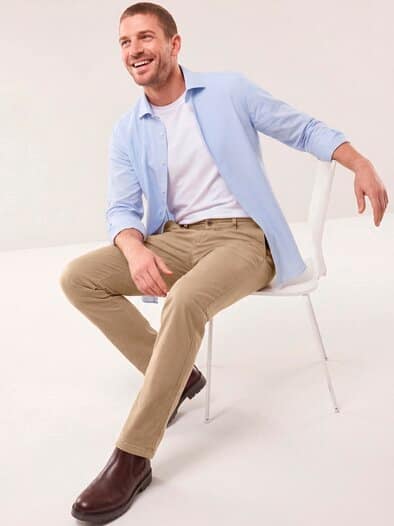 Elastische Chino aus Baumwolle Caramell