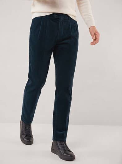 Cordhose mit Bundfalte Marine