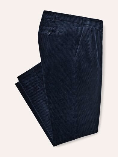 Cordhose mit Bundfalte Marine