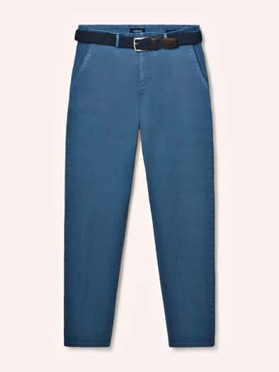 Chino inklusive Gürtel Mittelblau