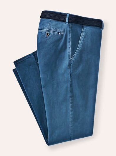 Chino inklusive Gürtel Mittelblau
