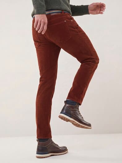 Gürtel-Cord Five-Pocket Rostbraun