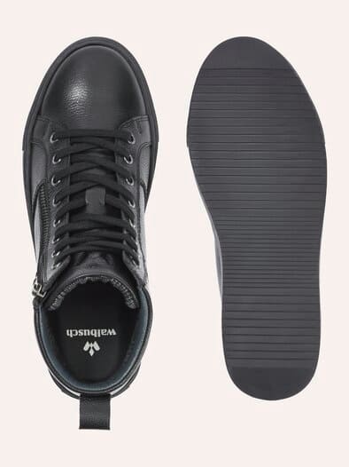 Leder-Schnürer Hightop Schwarz