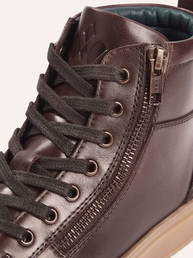 Leder-Schnürer Hightop. Braun