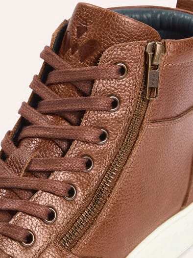Leder-Schnürer Hightop Cognac