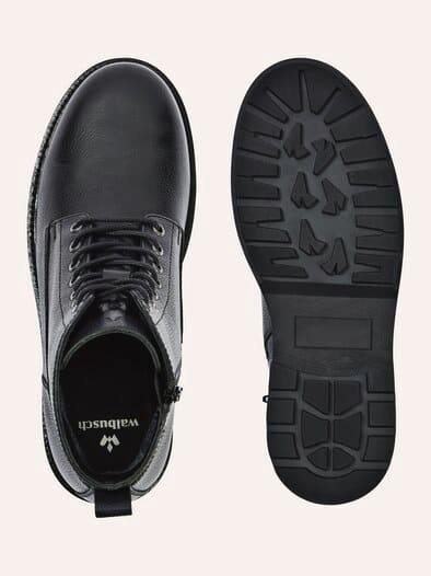 Robuster Lederstiefel Schwarz