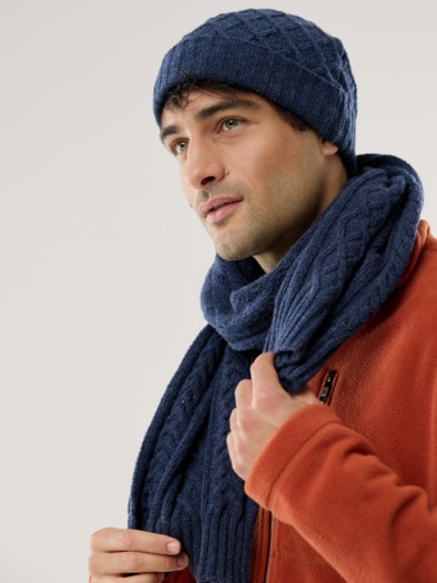 Aran-Mütze Jeansblau