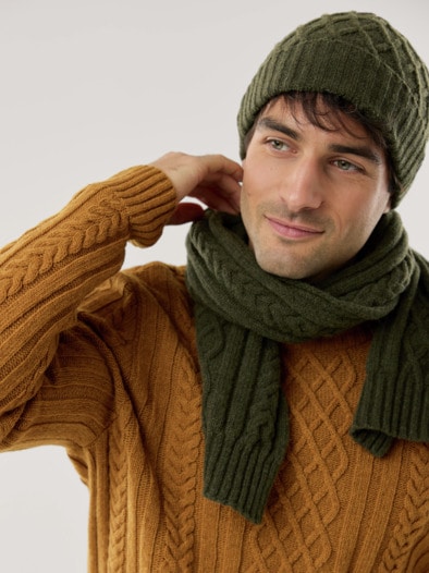 Aran-Mütze Oliv