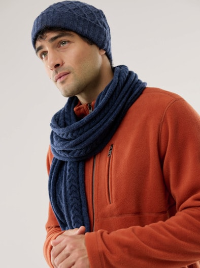 Aran-Schal Jeansblau