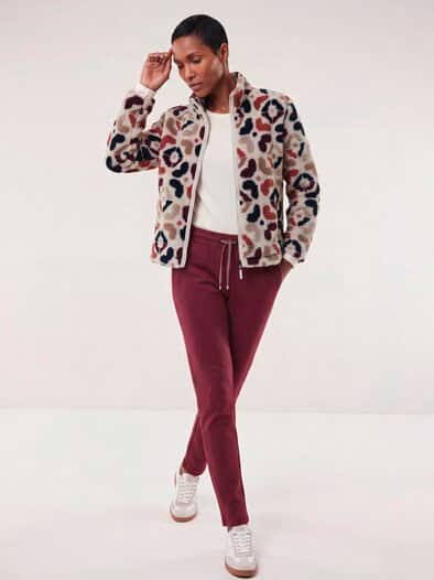 Jacke aus Teddyfleece Druck Ziegelrot/Merlot