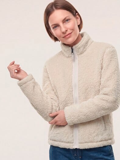 Jacke aus Teddyfleece Creme