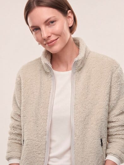 Jacke aus Teddyfleece Creme