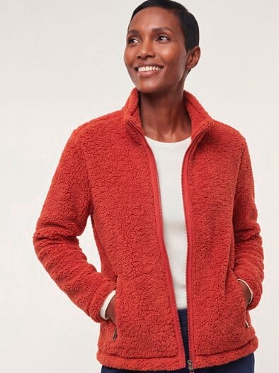 Jacke aus Teddyfleece Ziegelrot