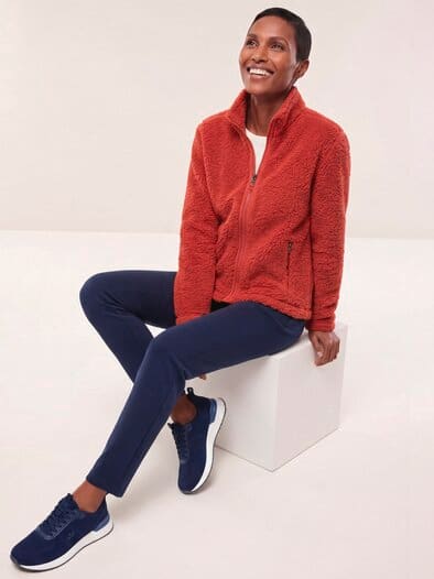 Jacke aus Teddyfleece Ziegelrot