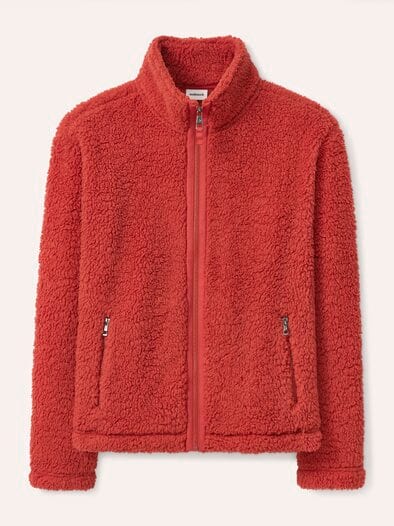 Jacke aus Teddyfleece Ziegelrot