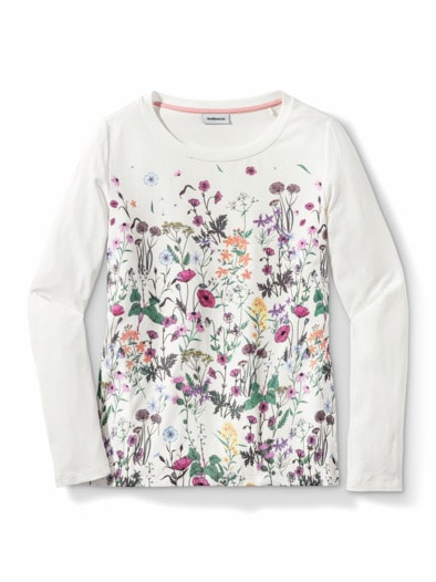 Baumwollshirt Blumenwiese Offwhite