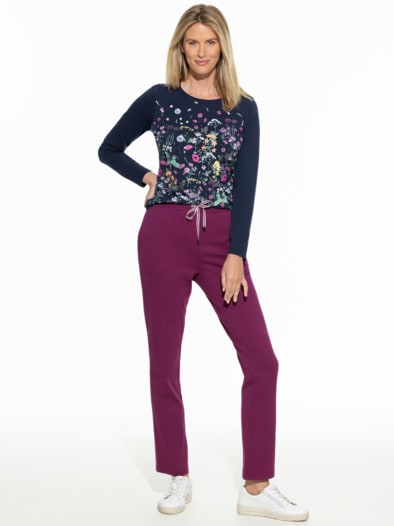 Baumwollshirt Blumenwiese Marine