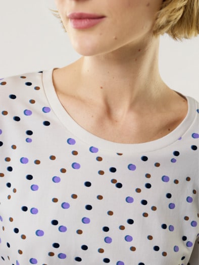 Baumwollshirt Punkte Wweiß Multicolo
