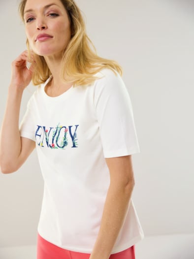 Freizeitshirt Gartenblumen Offwhite