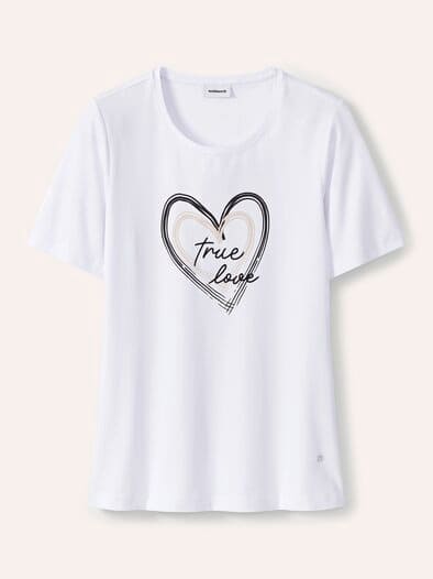 Baumwollshirt mit Herz Offwhite