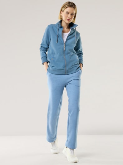 Kuschel Sweat Jacke Horizontblau