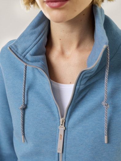 Kuschel Sweat Jacke Horizontblau
